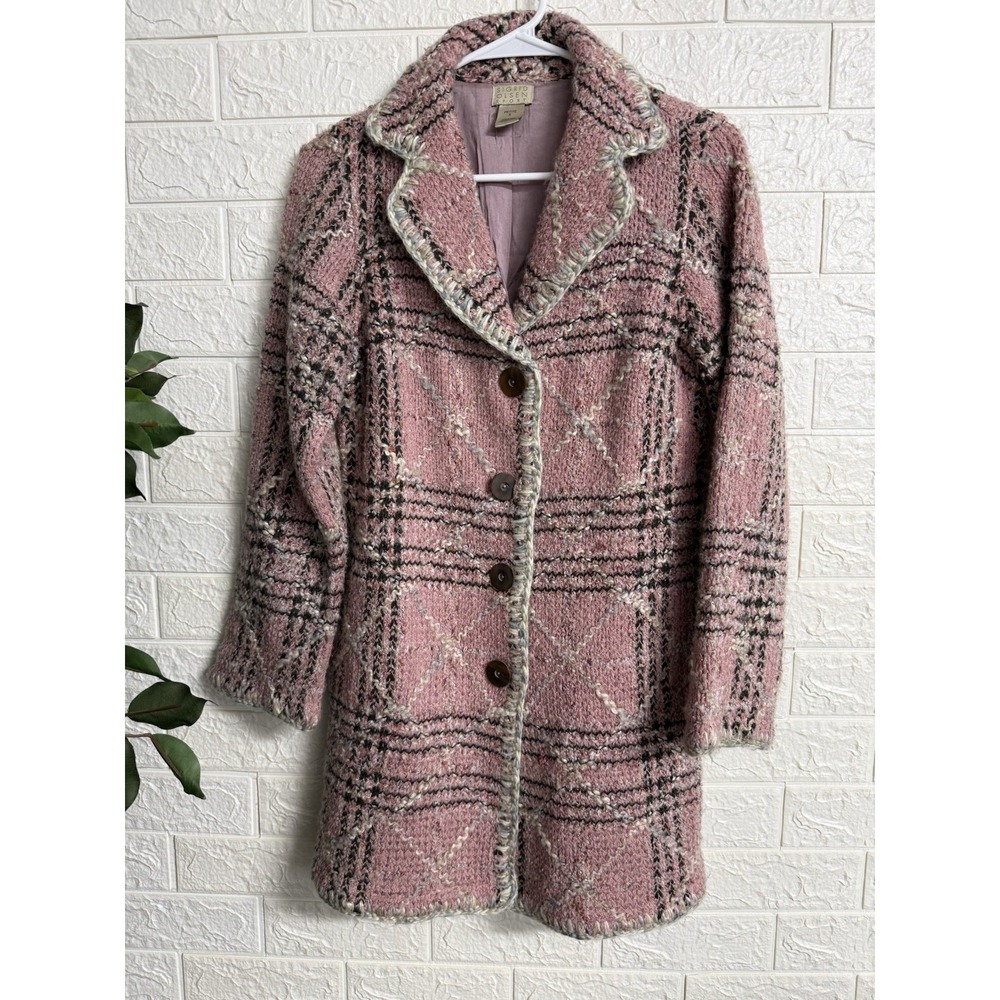 Sigrid Olsen Sport Pink Wool Blend Tweed Textured Knit Jacket Petite S PS